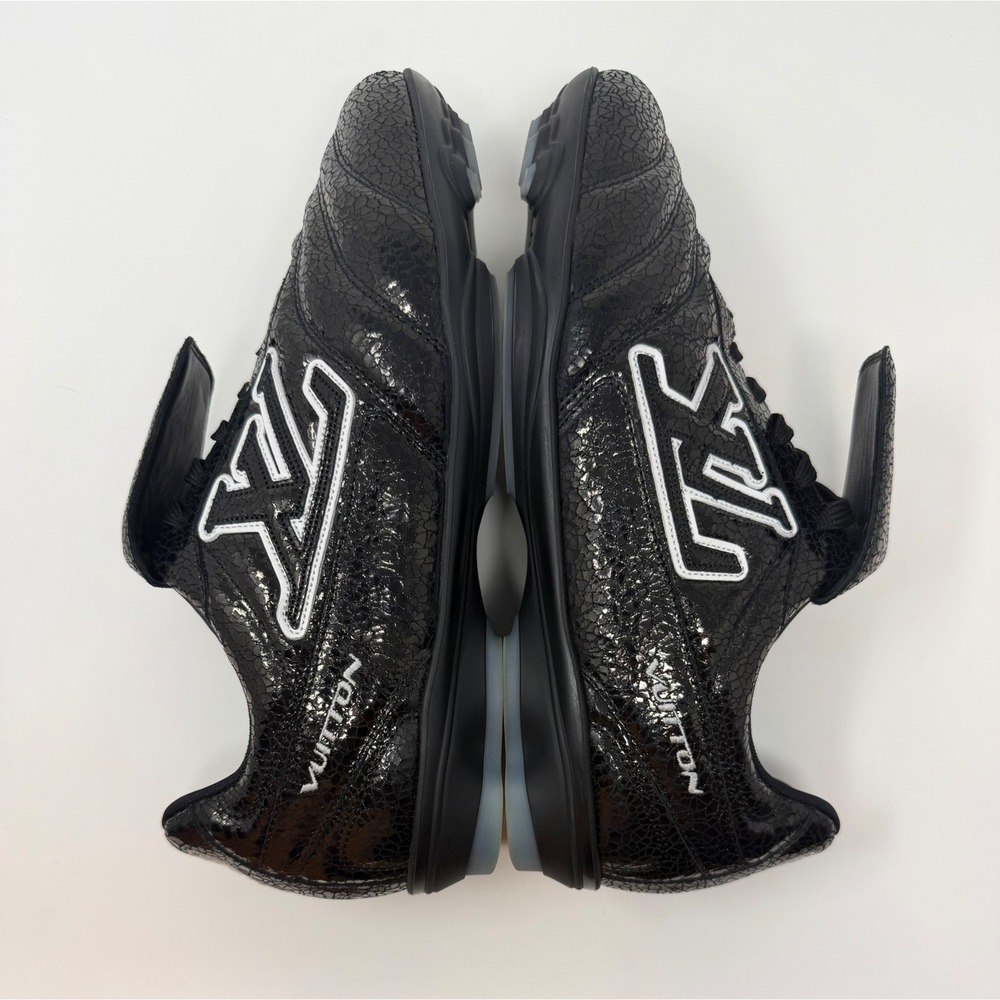 Louis Vuitton Footprint Soccer Sneaker Black Cracked Leather Size 9.5 US 8.5 LV - Picture 3 of 9
